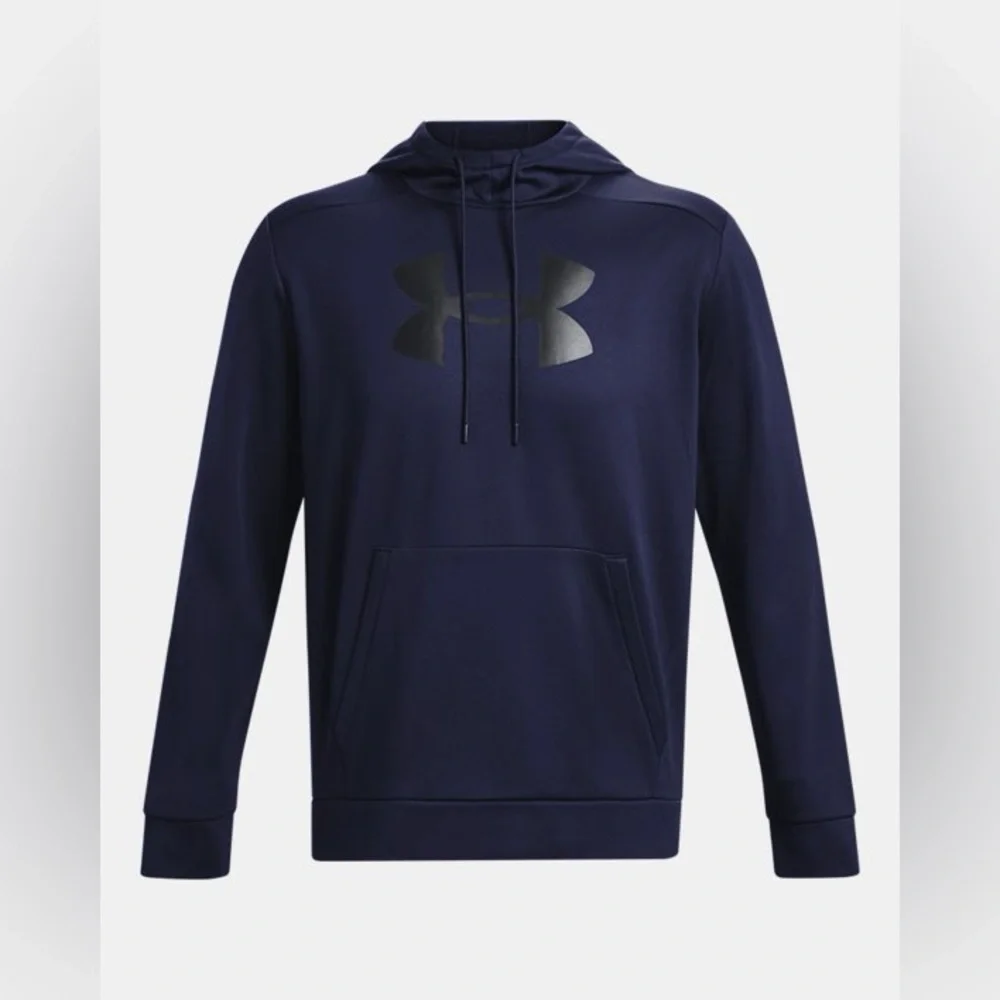 NWT UNDER ARMOUR Baby Blue Fleece Big Logo Lightweight Stretch Hoodie Sweatshirt